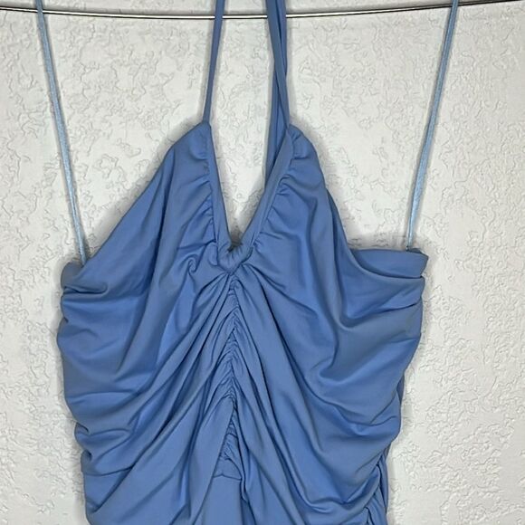 NWT Susana Monaco V Wire Halter Dress XL Light Blue - Picture 4 of 13